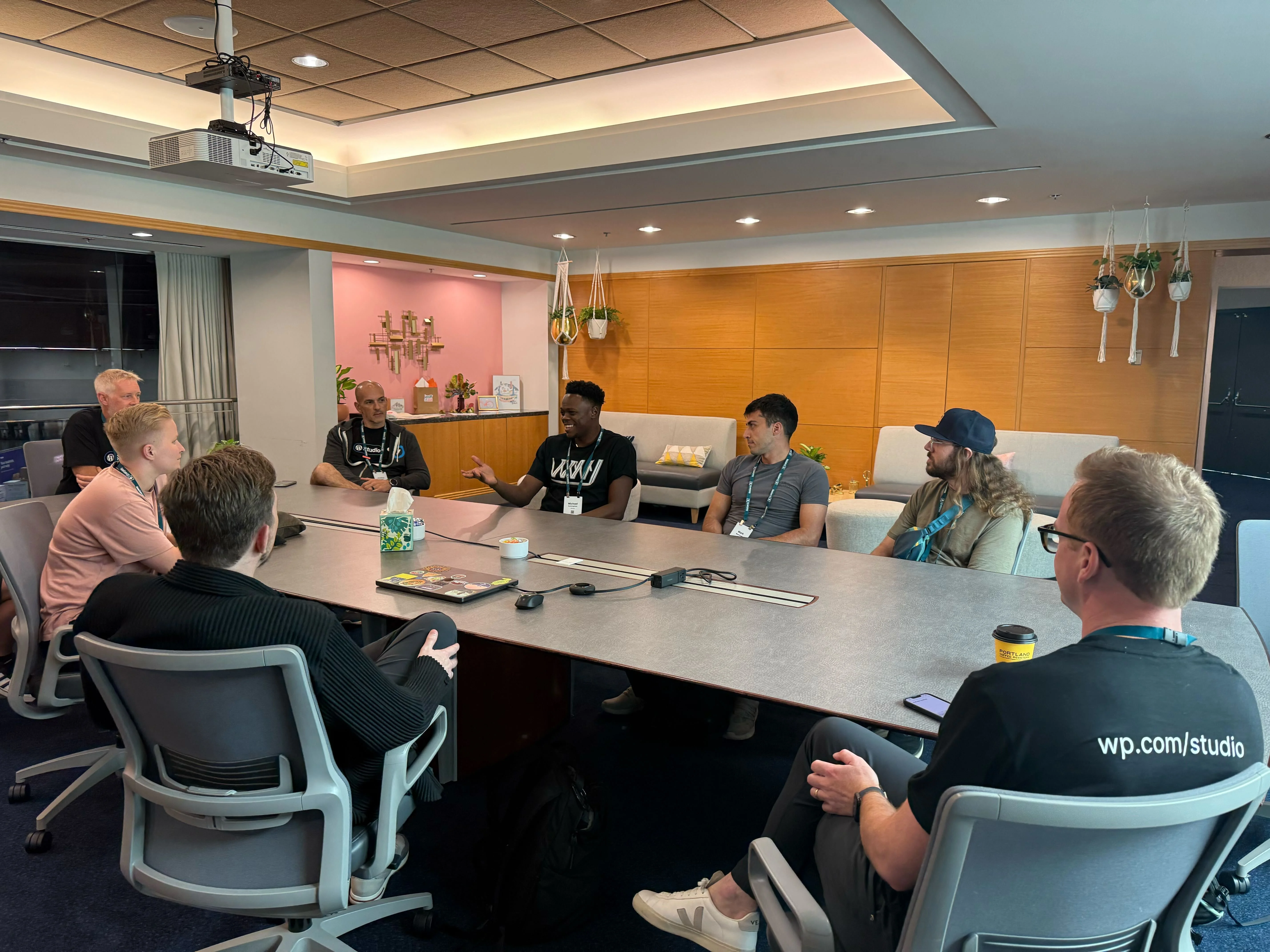 The same meeting from the other end of the table.