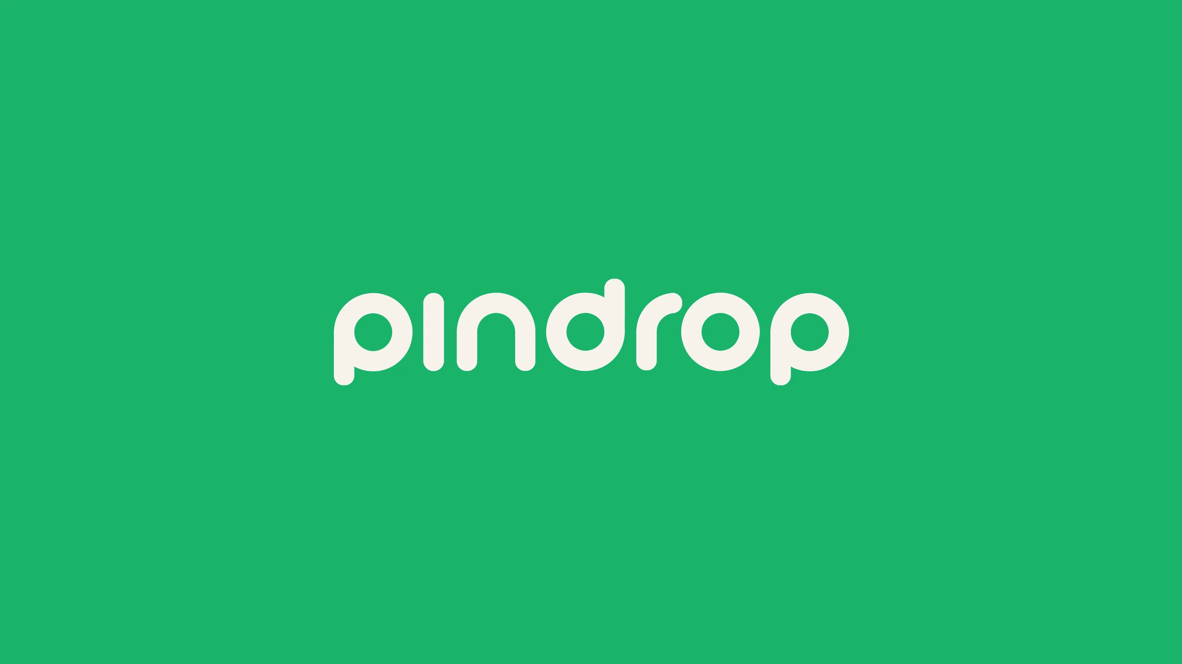 The Pindrop wordmark in cream on the platform's green.